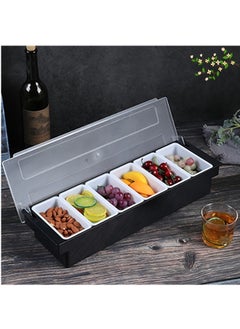 Beauenty Bar Condiment Tray With Lid,ice Cooled Condiment Dispenser Serving Container Chilled Garnish Tray Bar Caddy For Home Work Or Restaurant, Large 6 Compartment Garnish Tray With Lid For Bar  - Image 2