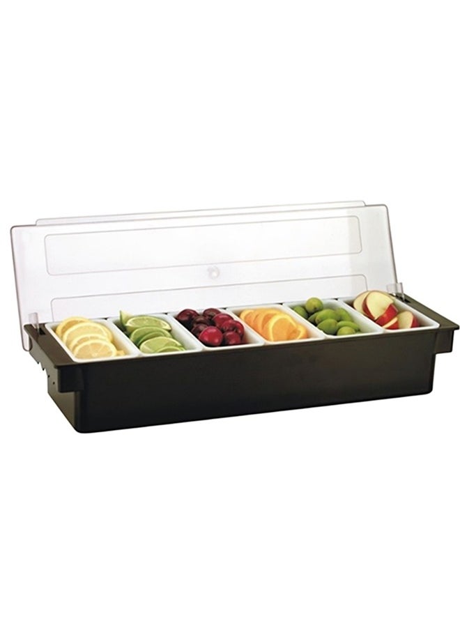 Beauenty - Bar Condiment Tray With Lid,ice Cooled Condiment Dispenser Serving Container Chilled Garnish Tray Bar Caddy For Home Work Or Restaurant, Large 6 Compartment Garnish Tray With Lid For Bar - Image 1