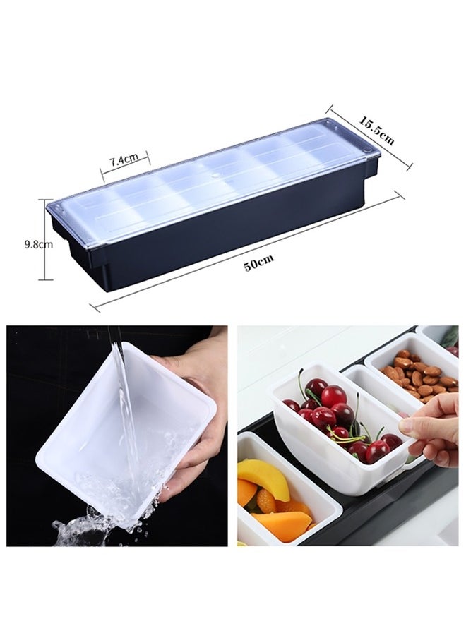 Beauenty - Bar Condiment Tray With Lid,ice Cooled Condiment Dispenser Serving Container Chilled Garnish Tray Bar Caddy For Home Work Or Restaurant, Large 6 Compartment Garnish Tray With Lid For Bar - Image 1