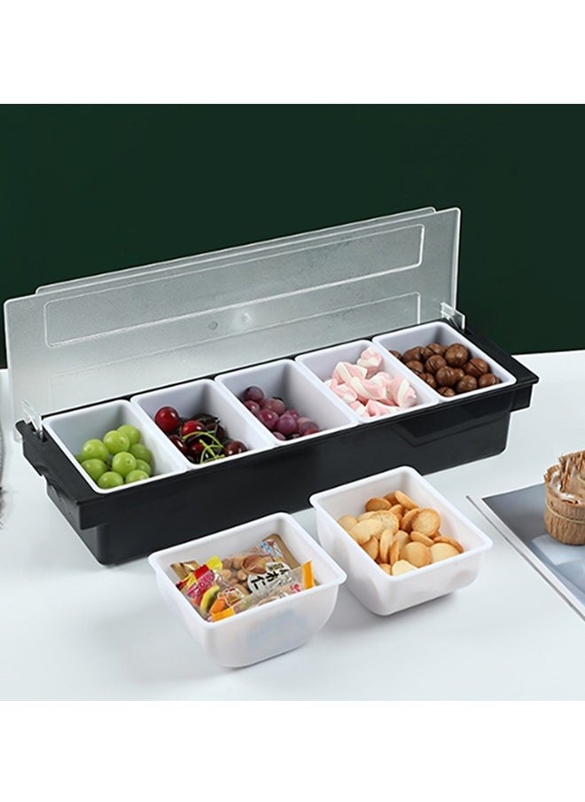 Beauenty - Bar Condiment Tray With Lid,ice Cooled Condiment Dispenser Serving Container Chilled Garnish Tray Bar Caddy For Home Work Or Restaurant, Large 6 Compartment Garnish Tray With Lid For Bar - Image 1
