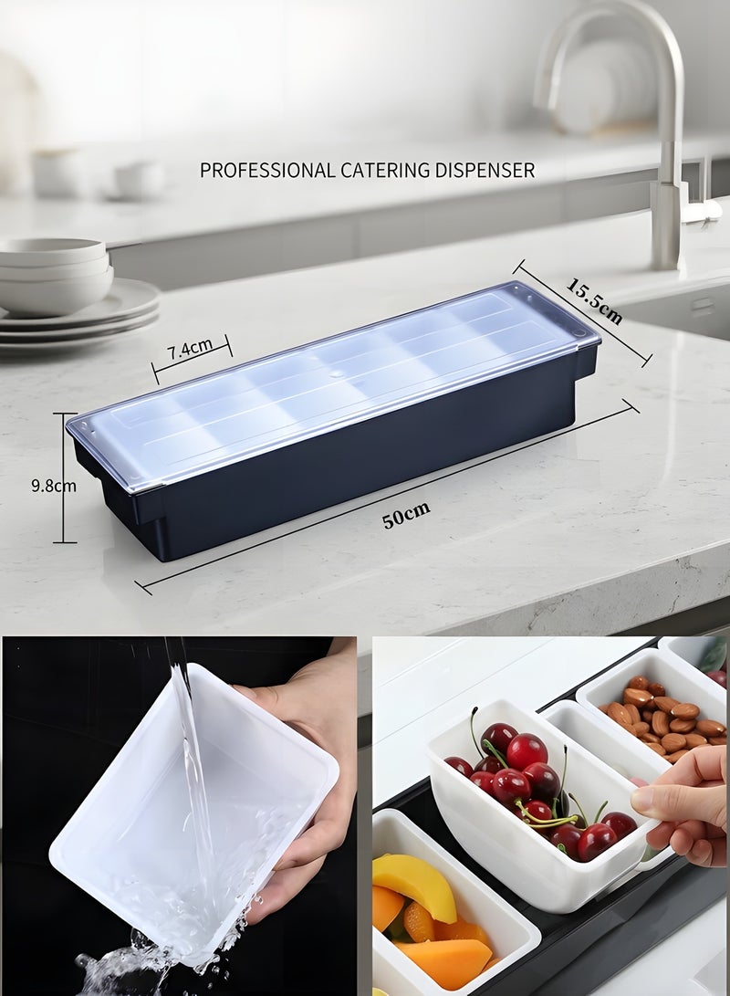 Beauenty Bar Condiment Tray With Lid,ice Cooled Condiment Dispenser Serving Container Chilled Garnish Tray Bar Caddy For Home Work Or Restaurant, Large 6 Compartment Garnish Tray With Lid For Bar - Image 5