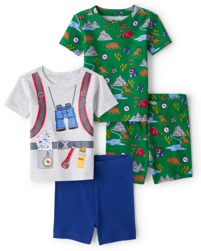 The Childrens PlaceAnd Toddler Boy Short Sleeve Top and Shorts 100 Cotton 2 Piece Pajama SetsBabyBoysEdge Blue 2 Pack03 Months