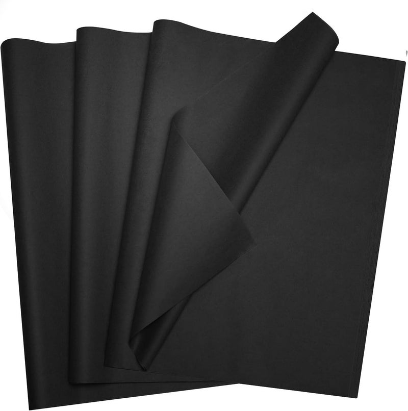 Bobobag 100 Sheets 20"X14" Black Tissue Paper Bulk for Gift Bags Wrapping Paper, Halloween Birthday Showers Arts Craft Party Favor Decoration - Image 1