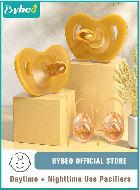 2 PCS Baby Silicone Pacifiers With Holder And Storage Box, Newborn Daily & Night Use Pacifier, Teething Toys For Newborn 0-36 Month