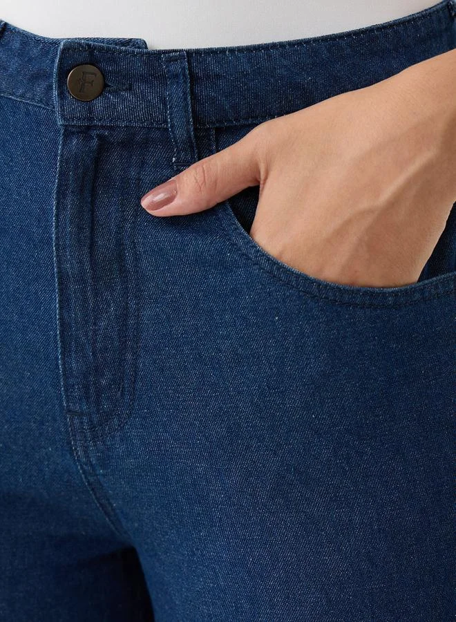 Femmella Navy Blue Mid-Rise Straight Jeans