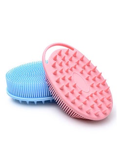 2 Pcs Silicone Body Brush Cleaning Exfoliating Body Scrubber, Silicone Body Massager Bath Brush, Soft Exfoliating Body Bath Shower Scrubber Brush for Kids and Adults All Kinds of Skin  Pink/Blue
