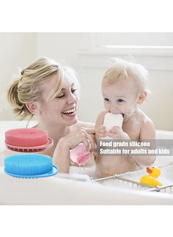Generic - 2 Pcs Silicone Body Brush Cleaning Exfoliating Body Scrubber, Silicone Body Massager Bath Brush, Soft Exfoliating Body Bath Shower Scrubber Brush for Kids and Adults All Kinds of Skin  Pink/Blue - Image 1