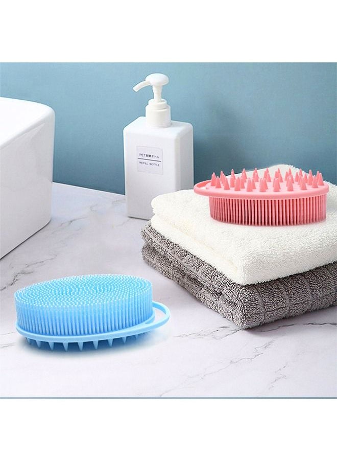 Generic - 2 Pcs Silicone Body Brush Cleaning Exfoliating Body Scrubber, Silicone Body Massager Bath Brush, Soft Exfoliating Body Bath Shower Scrubber Brush for Kids and Adults All Kinds of Skin  Pink/Blue - Image 1