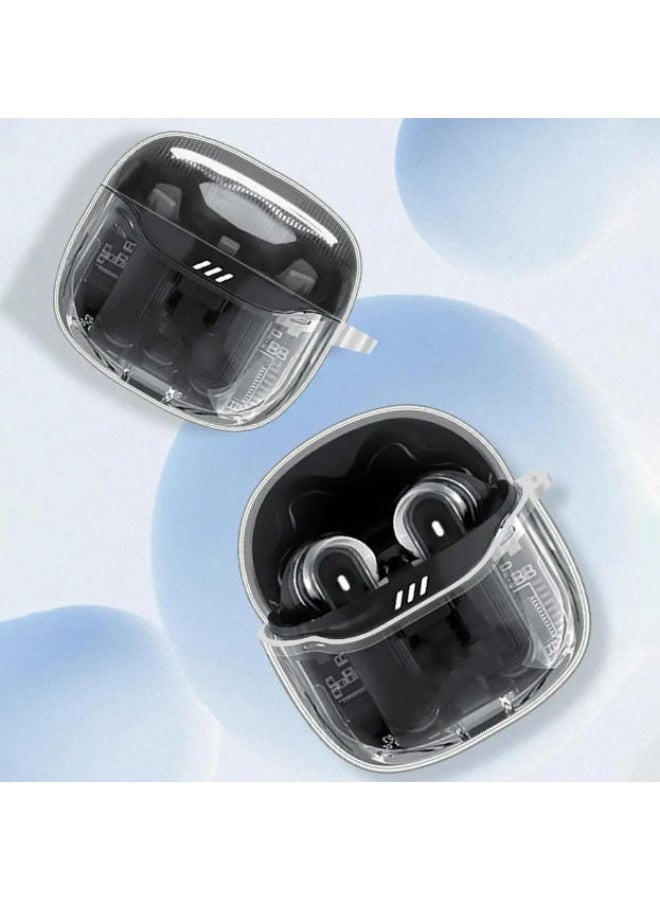 Case for JBL Tune Flex 2 True Wireless Noise Cancelling Earbuds,Clear Soft TPU Protective Cover with Keychain and Cleaner Kit for Women Men Shockproof Skin-Clear - Image 2