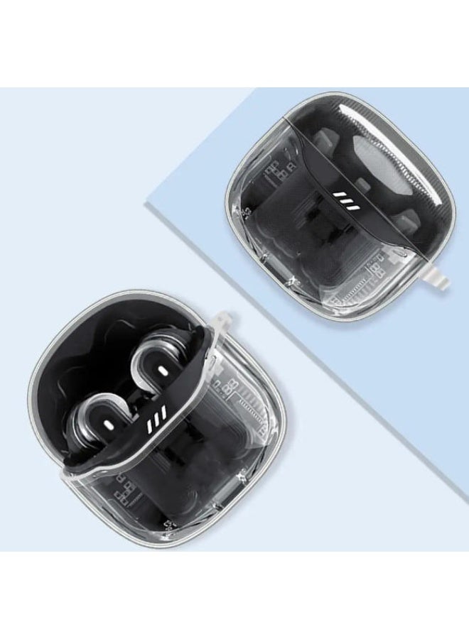 Case for JBL Tune Flex 2 True Wireless Noise Cancelling Earbuds,Clear Soft TPU Protective Cover with Keychain and Cleaner Kit for Women Men Shockproof Skin-Clear - Image 4