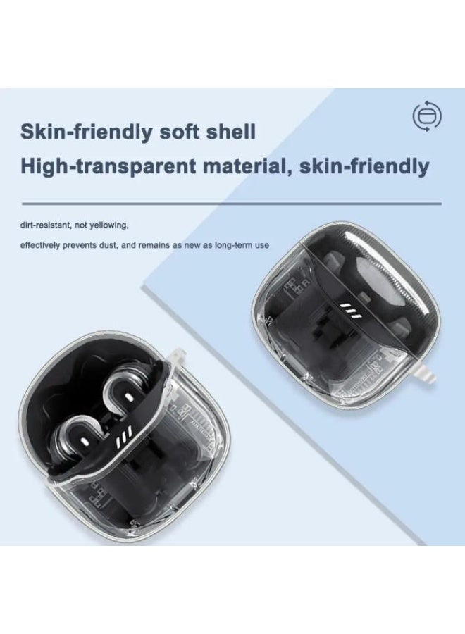 Case for JBL Tune Flex 2 True Wireless Noise Cancelling Earbuds,Clear Soft TPU Protective Cover with Keychain and Cleaner Kit for Women Men Shockproof Skin-Clear - Image 3