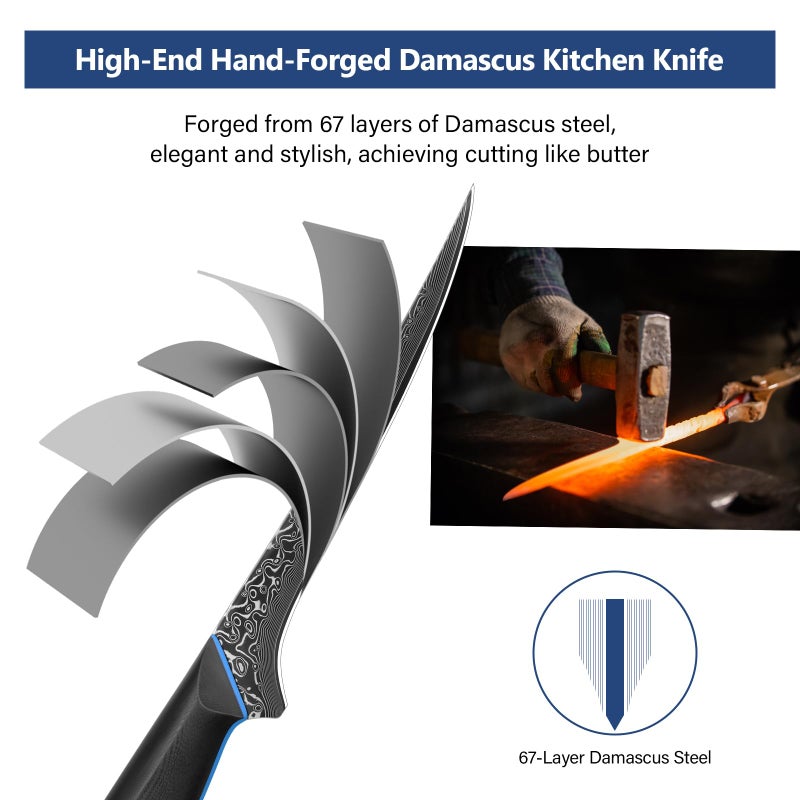 FINTISO 7 Inch Fillet Knife, Ultra Sharpe Meat Boning Knife in 67-Layer Japanese Damascus Steel, Professional Fish Knives with Ergonomic G10 Handle for Slicing and Skinning - Image 3