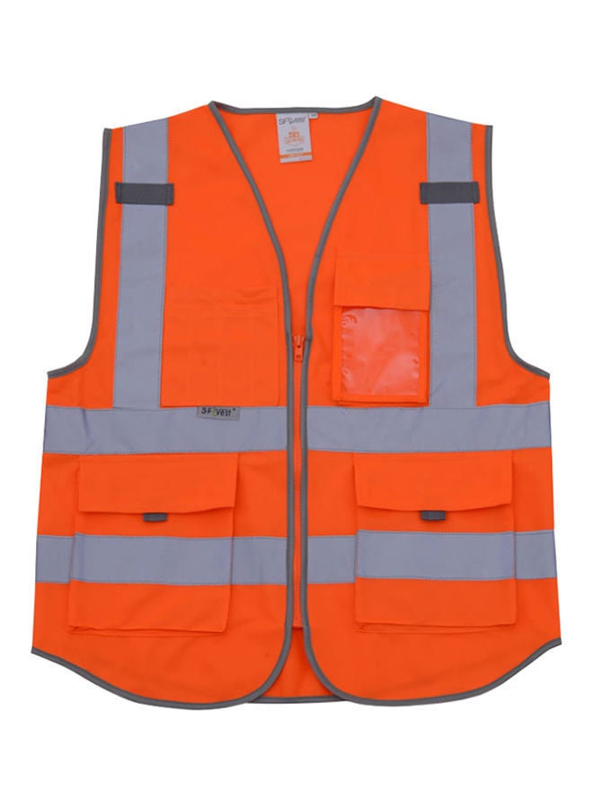 NIBEMINENT High Visibility Reflective Safety Work Vest With Multiple Pockets Orange 0.26kg