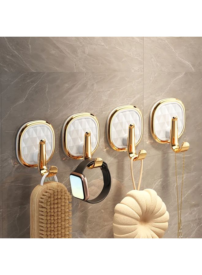 4 قطع من الخطاطيف البيضاء اللاصقة سهلة التركيب بدون حفر لتعليق الملابس والمناشف والروب في الحمام، إكسسوارات حمام عصرية - Image 1