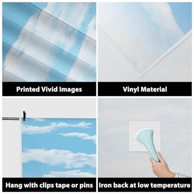 AOFOTO 5X5Ft Blue Sky White Clouds Photography Background Spring Winter Party Decoration Birthday Wedding Cloud Backdrop Baby Kid Newborn Girl Boy Portrait Photo Studio Props Vinyl Wallpaper - Image 3