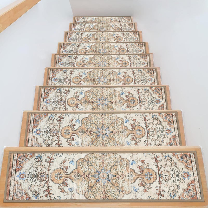 Pauwer Carpet Stair Treads for Wooden Steps Indoor 15 Pack 8" X 30" Peel and Stick Stair Treads Non Slip Staircase Step Treads Reusable Stair Runner Rugs for Dogs, Kids and Elders - Image 1