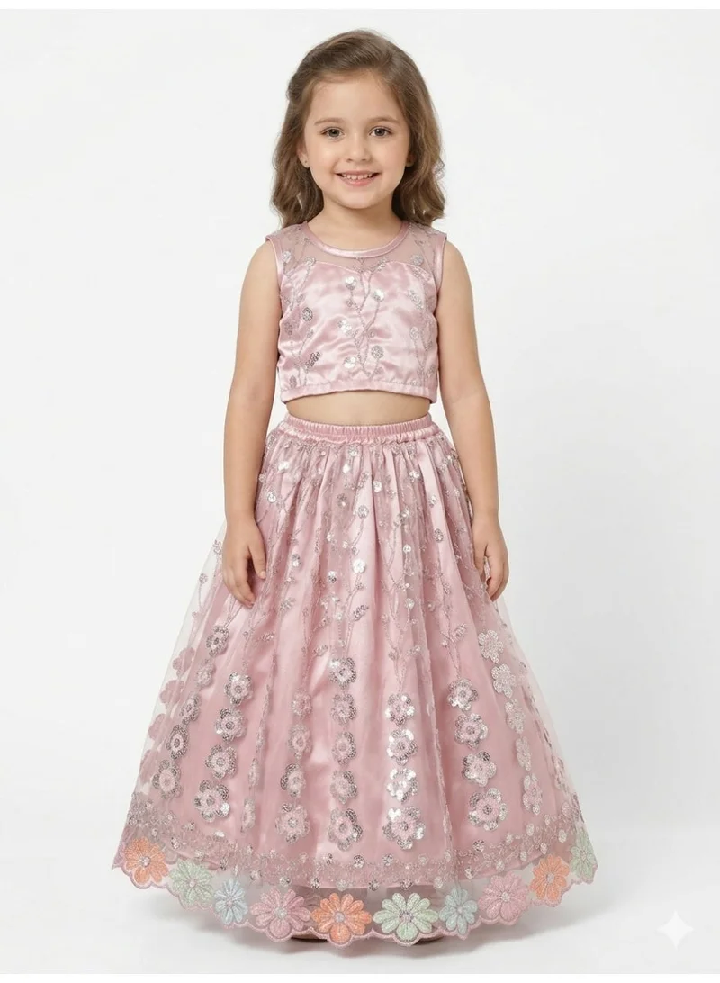 Saka Designs Embroidered Pink Lehenga & Choli for Girls