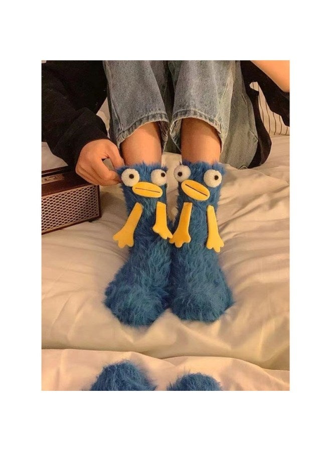 Fluffy Mid-Calf Socks Long Hair Autumn Winter Coral Fleece Cute Plush Girls Funny 2024 Home Tube Socks Comfortable Warmth-Specifications:free Size (39-45.5)-Color:White - Image 2