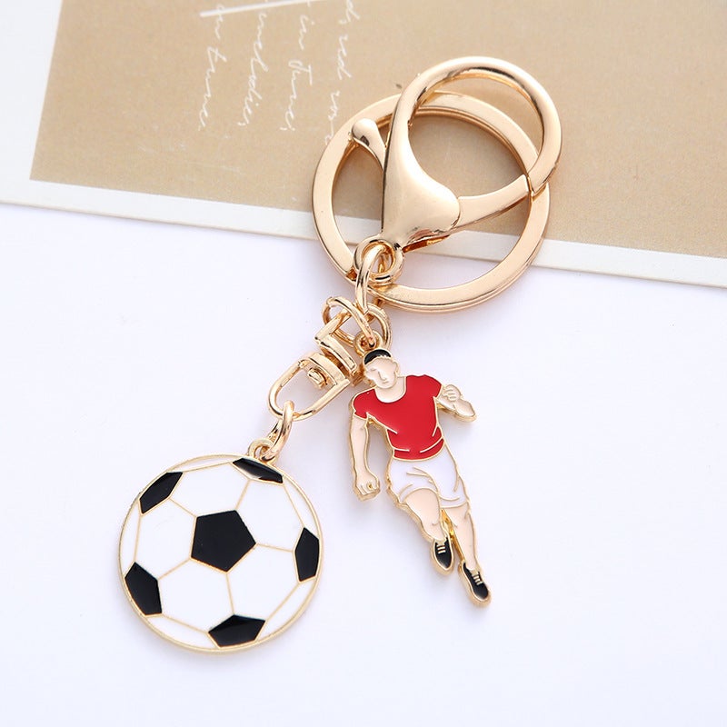 Mini Soccer Cup Keychain Charm Gift Football player 
