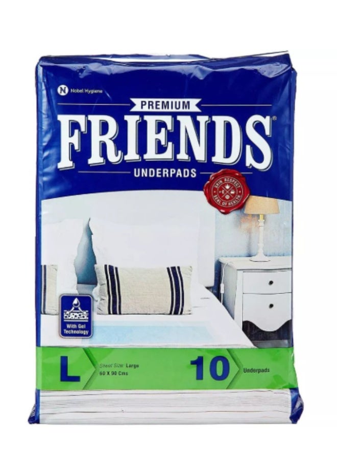 Friends Green Strip Premium Underpad 10'S (L) (60Cm * 90Cm)