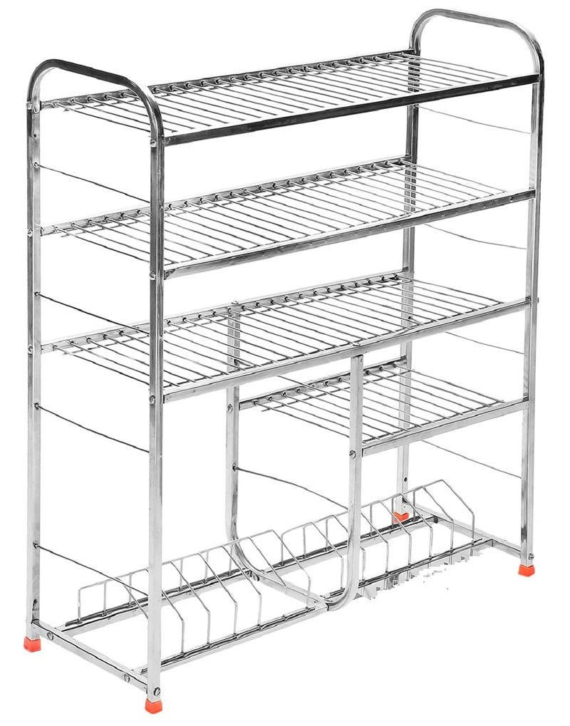 Shopsidex Shopsidex Wall Mount Kitchen Utensils Dish Rack Stainless Steel Utensil RackSTUNDwith Plate Cutlery Stand 31 X 30 Inches Dish StandHolder 31 x 30 - Image 1