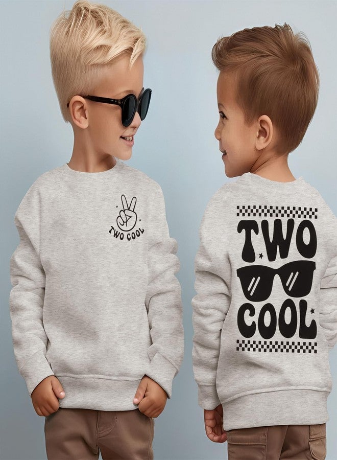 KEKEMI Two Cool Birthday Sweatshirt Toddler Boy 2T Birthday Long Sleeve Shirt 2 Years Old Bday Party Outfit Fall Tops Clothes(Grey,2T) - Image 2