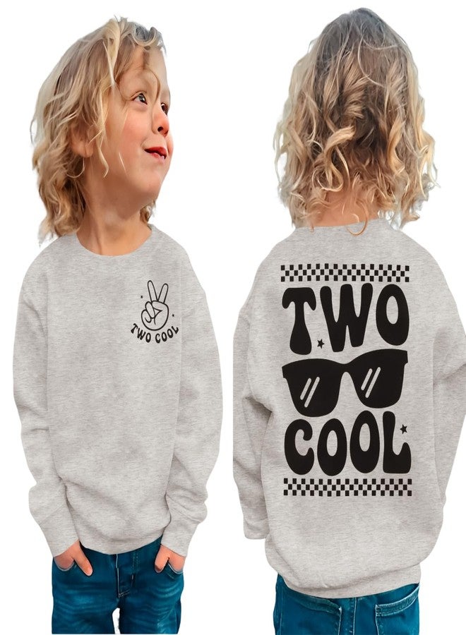 KEKEMI Two Cool Birthday Sweatshirt Toddler Boy 2T Birthday Long Sleeve Shirt 2 Years Old Bday Party Outfit Fall Tops Clothes(Grey,2T) - Image 1