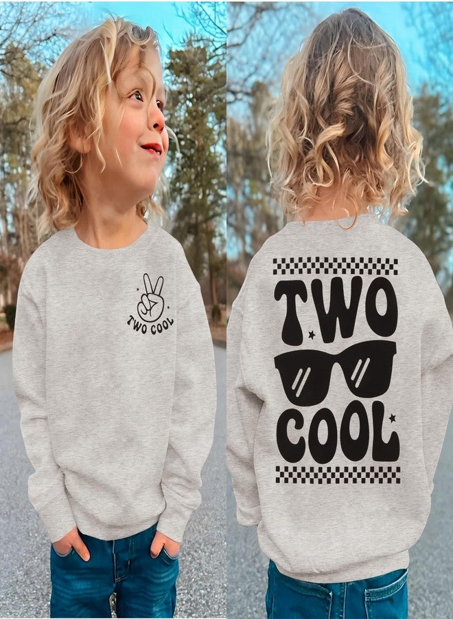 KEKEMI Two Cool Birthday Sweatshirt Toddler Boy 2T Birthday Long Sleeve Shirt 2 Years Old Bday Party Outfit Fall Tops Clothes(Grey,2T) - Image 5