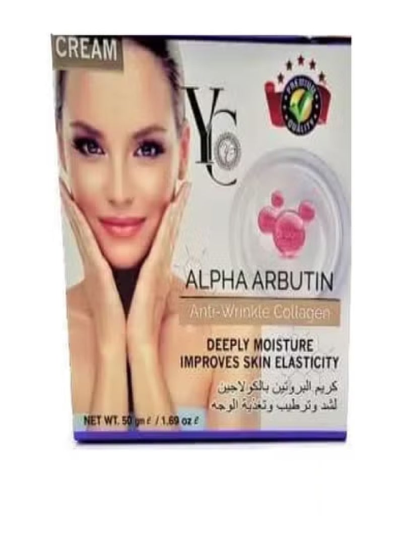 واي سي كريم ألفا أربوتين والكولاجين المضاد للتجاعيد 50 جرام