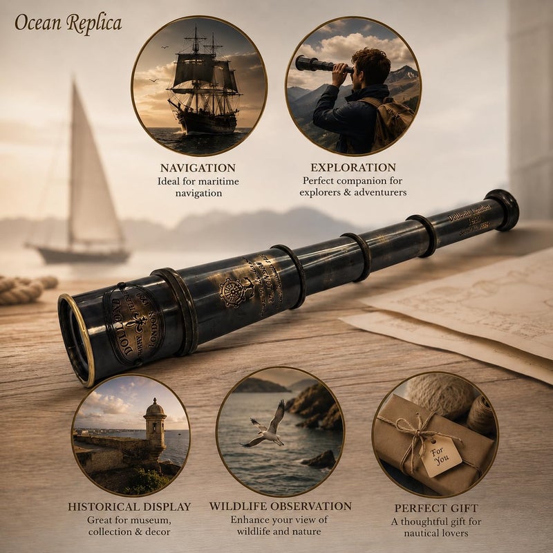 OCEAN REPLICAS 1920 DOLLOND London Brass Maritime Vintage Telescope with Wooden Box - Image 2