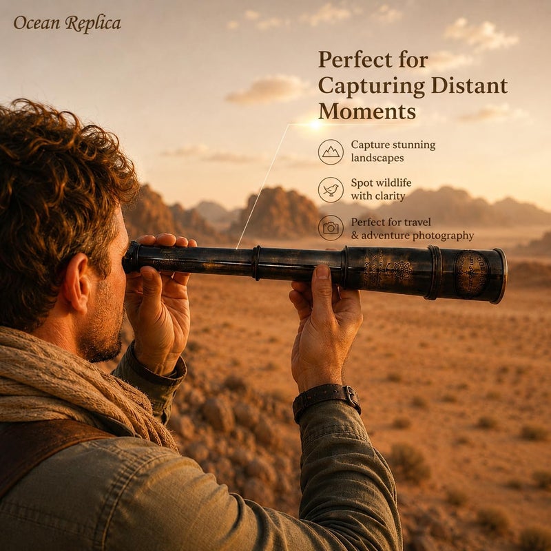 OCEAN REPLICAS 1920 DOLLOND London Brass Maritime Vintage Telescope with Wooden Box - Image 5