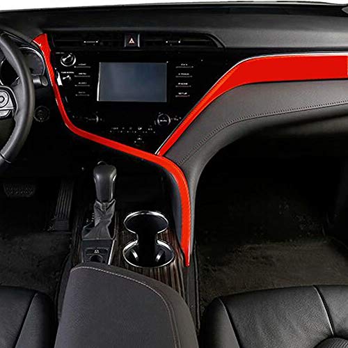 Kadore for 2018-2022 2023 2024 Toyota Camry Interior Center Console Strips Cover Trim Molding Red Accessories LHD 2-pc - Image 1