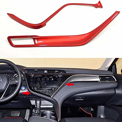 Kadore for 2018-2022 2023 2024 Toyota Camry Interior Center Console Strips Cover Trim Molding Red Accessories LHD 2-pc - Image 2
