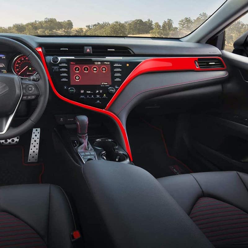 Kadore for 2018-2022 2023 2024 Toyota Camry Interior Center Console Strips Cover Trim Molding Red Accessories LHD 2-pc - Image 3