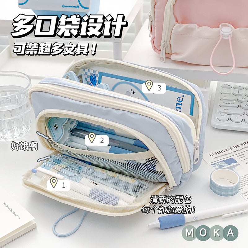 High-value pencil case large-capacity multi-layer storage pencil case stationery box Blue - Image 5
