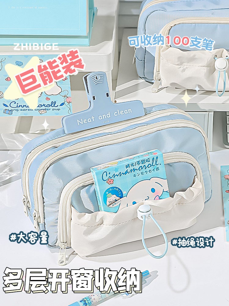 High-value pencil case large-capacity multi-layer storage pencil case stationery box Blue - Image 2