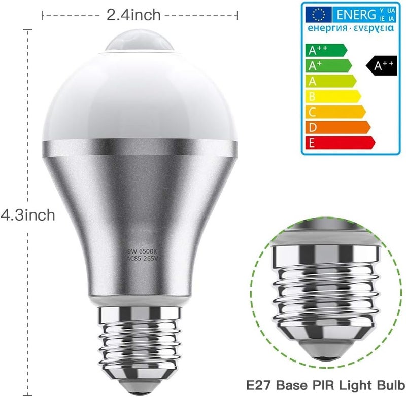 كلاراكو مصابيح إضاءة Klarako مزودة بحساس حركة، مصباح LED أمني يعمل بالحركة بقوة 9 وات للاستخدام الداخلي/الخارجي للباب الأمامي للمرآب والشرفة والسلالم والممر E27 (أبيض بارد) - Image 2