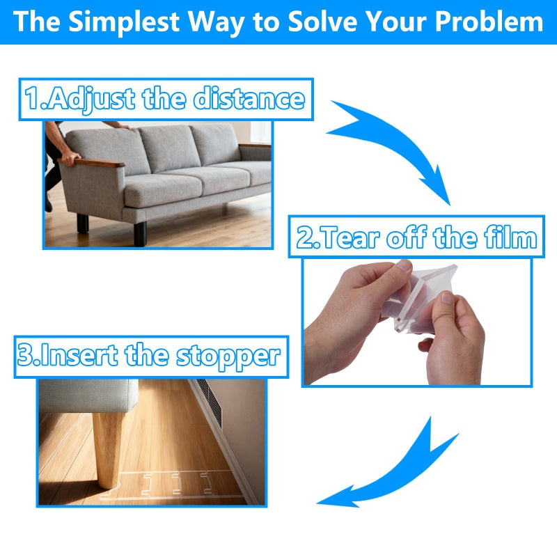 Jayen Clear Furniture Wall Spacers, 2-Pack Adjustable Couch & Bed Stoppers - Prevent Fire Risks from Heaters, Protect Walls from Hitting, Keep Space for Curtains, Outlets and Vents - Image 5