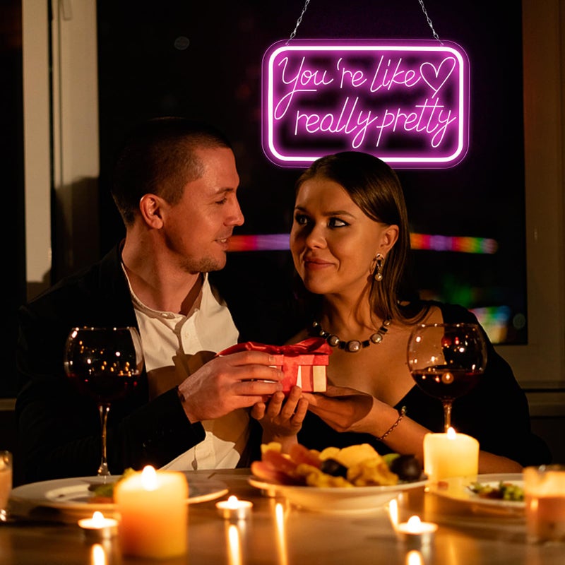 qbanziou You're Like Really Pretty Neon Signs for Wall Decorï¼ŒLED Neon Lights Suitable for Bedroom Wedding Party Christmas Gift Art 5V Power Adapter - Image 4
