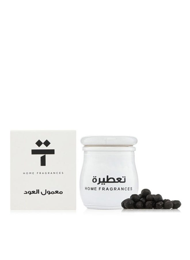 TATERA Mamoul Oud - is a glass jar contains 3 tolas of Mamoul balls filled with oud bakhur and rose with saffron - Image 1