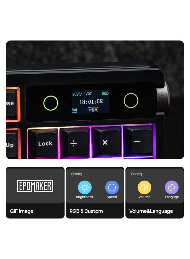 EPOMAKER TH108 PRO Full Size Mechanical Keyboard with Screen & Knob, Wireless Gaming Keyboard with 10000mAh, Creamy Gasket, Hot Swap, Custom Driver, RGB Backlight (Black, Sea Salt Silent) - Image 3