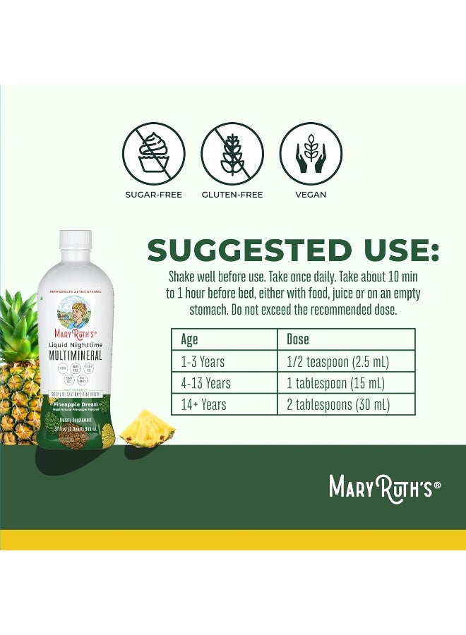MaryRuth's Liquid Sleep Multimineral w/Magnesium & Calcium Citrate by MaryRuth's - Pineapple - Vegan Vitamins, Antioxidants, Minerals, MSM - Natural Calm & Stress Aid - No Melatonin - Non-GMO - Sugar Free 32oz  - Image 3