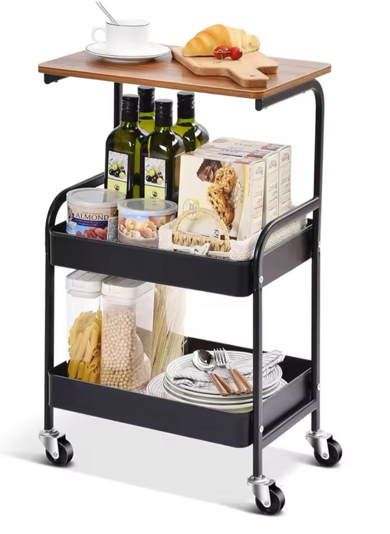 3-Tier Versatile Rolling Cart with Locking Wheels for Kitchen, Office and Bathroom Use, Black Trolley - pzsku/Z4473C0CA292DF6088F2EZ/45/1741263719/b296c11b-affe-41e6-9daf-4e0cc71f1a32