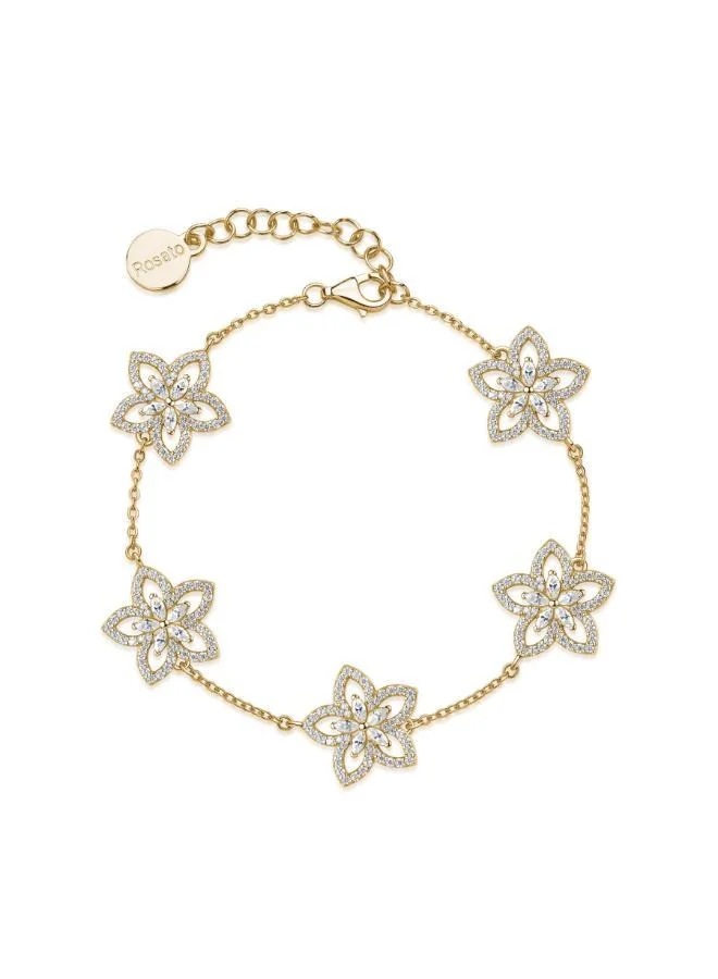 ROSATO Gaia Sterling Soft Bracelet w/ Flower Pendants