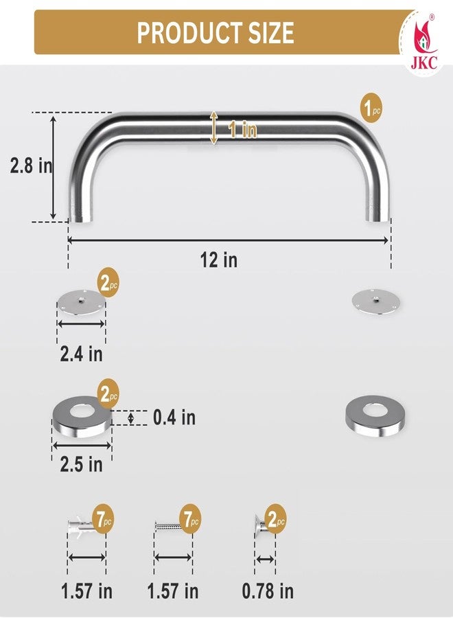 JKC SS 304 Grab Bar for Bathroom, Bathroom Handle for Senior Citizen, Bathroom Support for Elderly, Grab Bar for Senior Citizens for Bathroom Support - Matt Finish (Pack of 2) - Image 2
