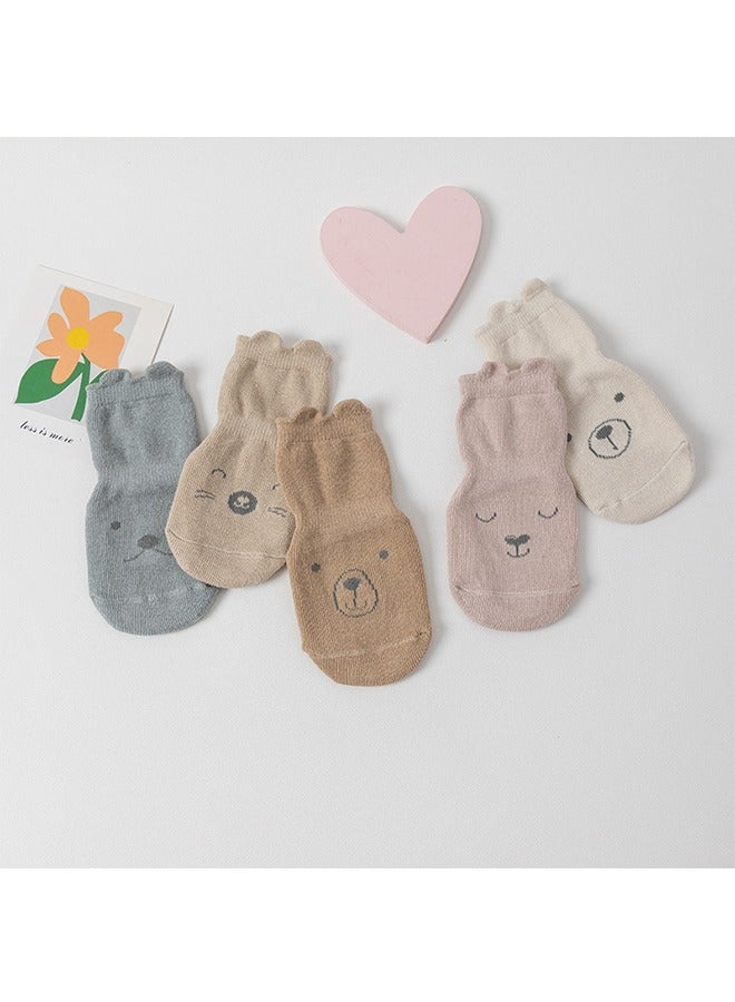Baby Socks for Girls Boys 5 Pairs Cute Animal Cartoon Toddler Kids Anti-Slip Socks - Image 5