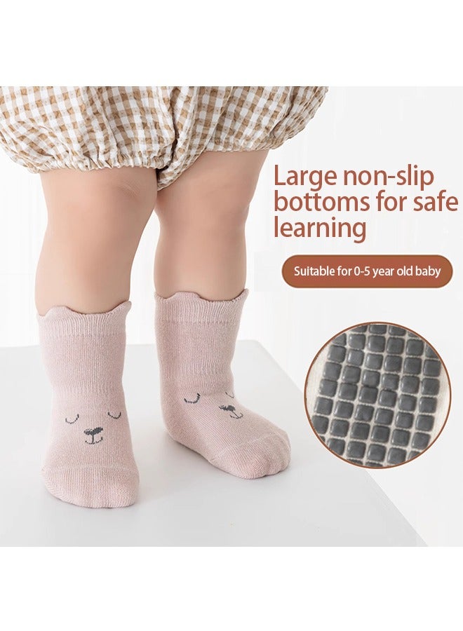 Baby Socks for Girls Boys 5 Pairs Cute Animal Cartoon Toddler Kids Anti-Slip Socks - Image 2