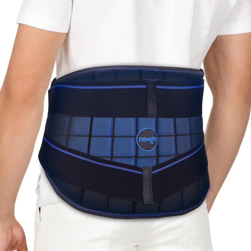 NEWGO Lower Back Ice Pack Wrap Flexible Ice Pack for Back Pain Relief, 2 Hours Long Lasting Cold Pack for Back with Ice Cubes for Back Injuries, Sciatica, Coccyx, Swelling