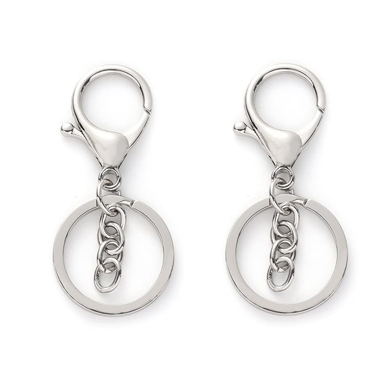 GBSTORE 10 Pcs Key Chain Key Ring Lobster Claw Clasps Extension ChainKeychain Clip Hook Snap Hooks for Jewelry Making DIY Art Craft Accessories Silver
