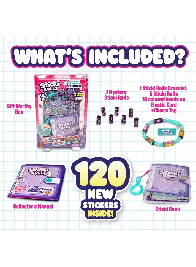 Sky Castle Sticki Rolls Series 2 Sticki Book & Bracelet Making Kit - 120 Stickers, 12 Rolls (7 Mystery), 100 Activity Pages - Ultimate DIY Collector Set (SR201) - Image 4